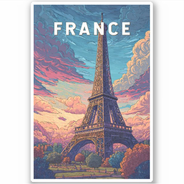 Adesivo France Illustration Viagem Art Vintage (Frente)