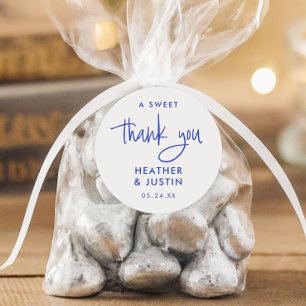 Adesivo Francês Azul A Doce Obrigado Favor De Casamento