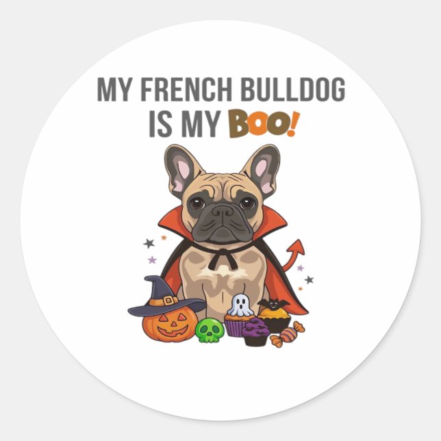 Adesivo Francês Buldogue Halloween Costume My French Bulld (Frente)