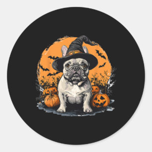 Adesivo Francês Bulldog Frenchie Dog Whitch Hat Halloween 