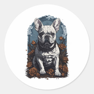 Adesivo Francês Bulldog Gothic Floral
