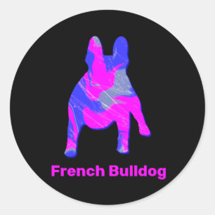 Adesivo Francês Bulldog Silhouette Rosa & Azul