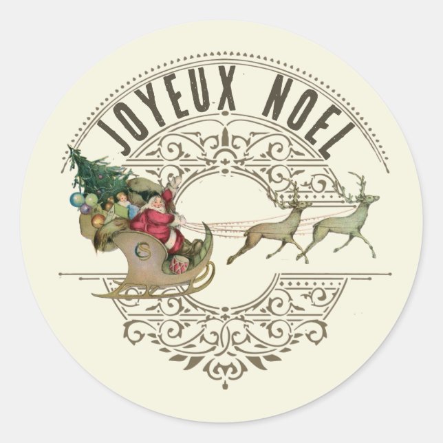Adesivo Francês Joyeux Noel Papais noeis Reindeer Feliz Na (Frente)