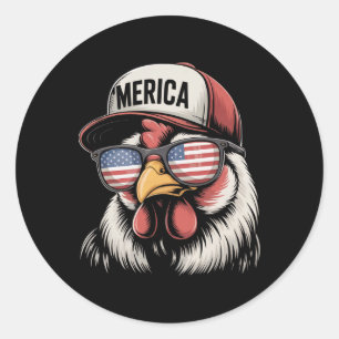 Adesivo Frango Americano Bandeira EUA Fazendeiro Engraçado