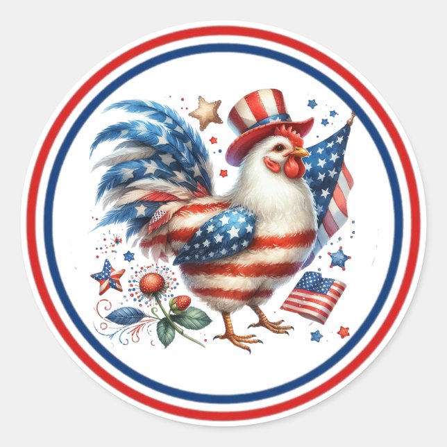 Adesivo Frango de 4 de Julho Clipart-61531 (Frente)