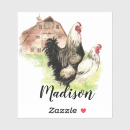 Adesivo Frango de Aquarela Fazenda Arte Animal Nome Person
