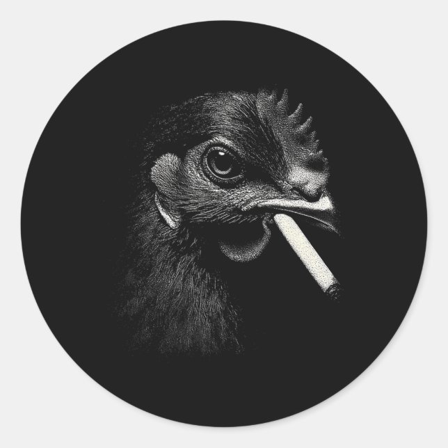 Adesivo Frango de granja ousado fumando ícone estilo urna (Frente)