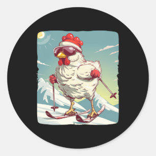 Adesivo Frango De Inverno Engraçado Com Scu De Esqui Cruza