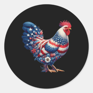 Adesivo Frango do Dia 4 de Julho Patriótico Floral Chic Ba