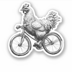 Adesivo Frango Engraçado Andando de Bicicleta Ciclista Ani