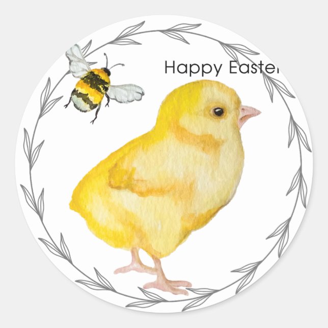 Adesivo frango felz pascoa e flores de primavera (Frente)