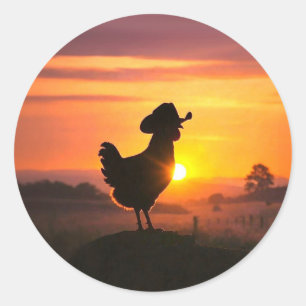 Adesivo Frango Fofo com Chapéu de Cowboy Country Divertido