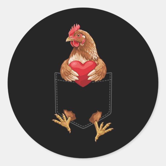 Adesivo Frango No Bolso Design De Amante De Animais De Gra (Frente)