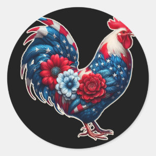 Adesivo Frango Patriótico 4 De Julho Bandeira Dos EUA Flor