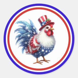 Adesivo Frango Patriótico do Dia 4 de Julho com Bandeira d