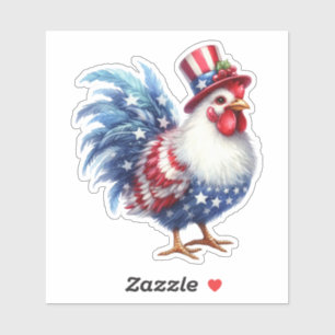 Adesivo Frango Patriótico Fofo com Bandeira Americana