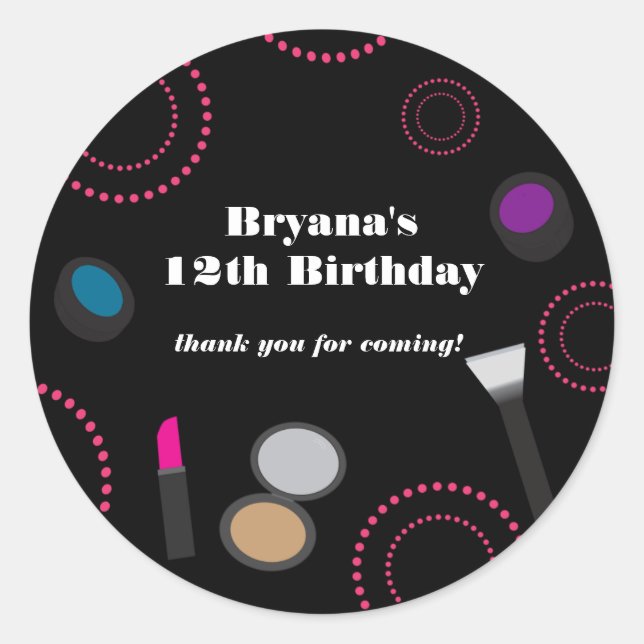 Adesivo Frangos cor-de-rosa Pretos, Partido de Maquiagem F (Frente)