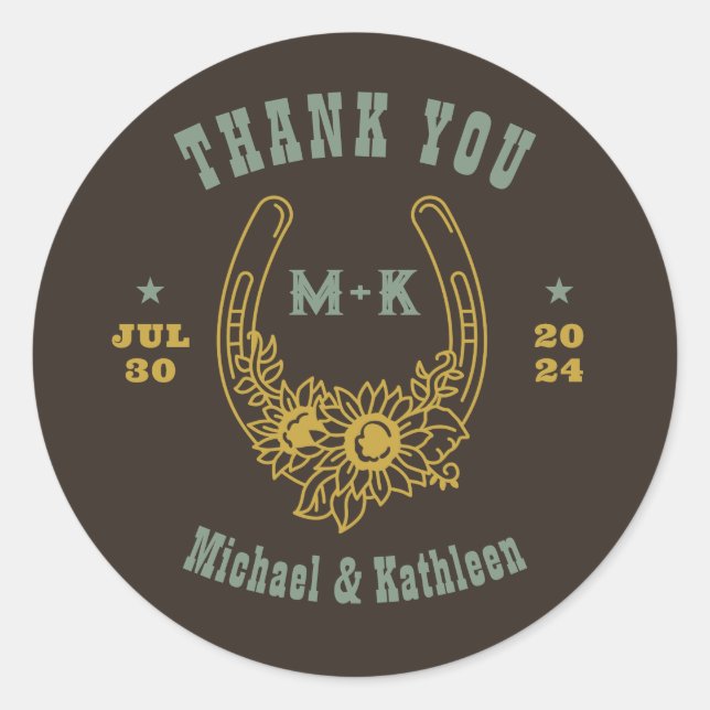 Adesivo Frangos Florais De Cowboy Ocidental Fez Monograma  (Frente)