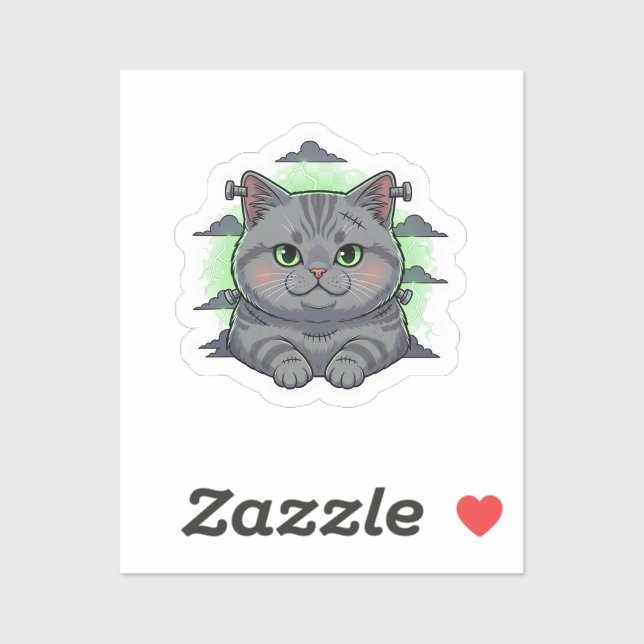 Adesivo Frankenbrit - Halloween de Cat Shorthair Britânico (Folha)