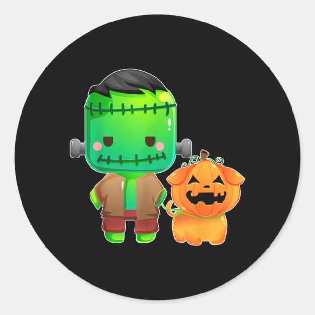 Adesivo Frankenstein E Cachorro Abóbora Halloween (Frente)