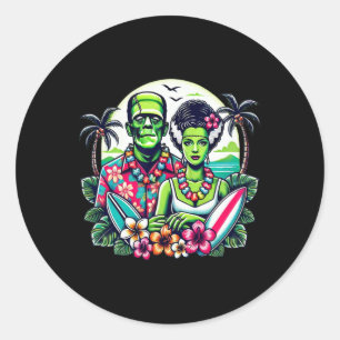 Adesivo Frankenstein Monstro E Noiva Tropical Havaiano B