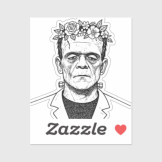 Adesivo FRankenstien com uma coroa de flores