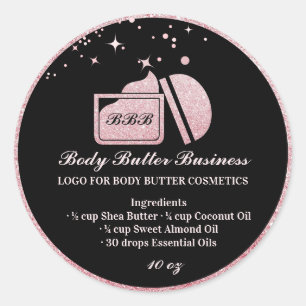 Adesivo Frasco de manteiga corporal cosmético brilho rosa