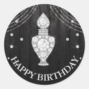 Adesivo Frasco de Perfume Diamante Preto Prata Feliz Anive