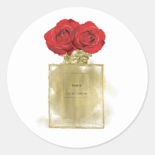 Adesivo Frasco de Perfume Floral Fashion Rosas Vermelhas G