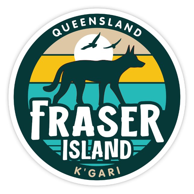 Adesivo Fraser Island, Queensland Austrália Sticker (Fraser Island, K'Gari Queensland Retro Round Sticker)