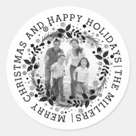 Adesivo Frasto de Natal preto e branco e fotografia