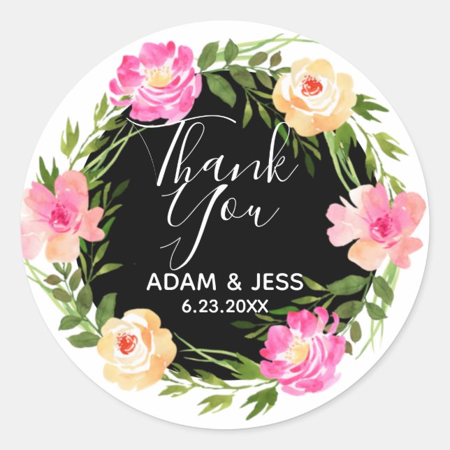 Adesivo Frax Floral Personalizada Obrigado (Frente)