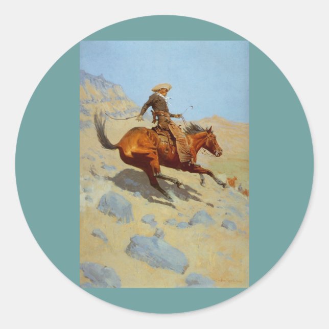 Adesivo Frederic Remington's The Cowboy (1902) (Frente)