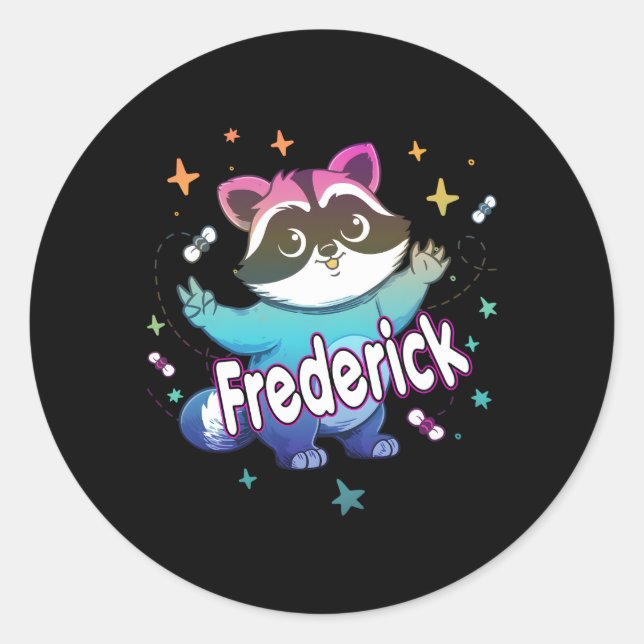 Adesivo Frederick Name Com Raccoon (Frente)