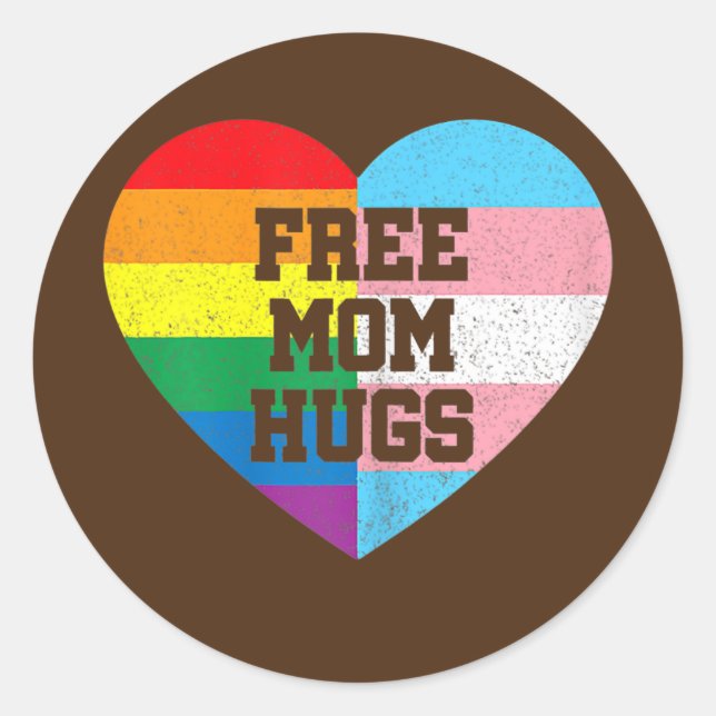 Adesivo Free Mãe Hugs Orgulho gay Transgender Rainbow Flag (Frente)