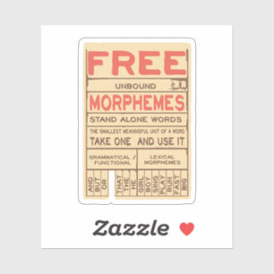 Adesivo Free Morphemes Engraçado Grammar Língua Inglesa