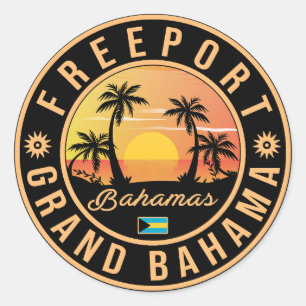 Adesivo Freeport Bahamas Retro Sunset Souvenirs 60s