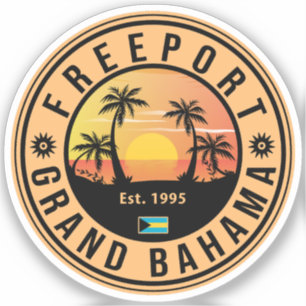 Adesivo Freeport Bahamas Retro Sunset Souvenirs 60s