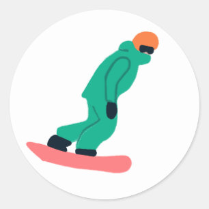 Adesivo Freeride Snowboarder Em Ilustração De Traje Verde