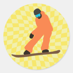Adesivo Freeride Snowboarder Em Traje Laranja Verificado