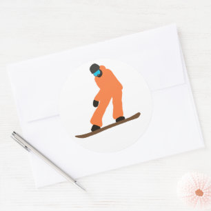 Adesivo Freeride Snowboarder Na Ilustração De Traje Laranj