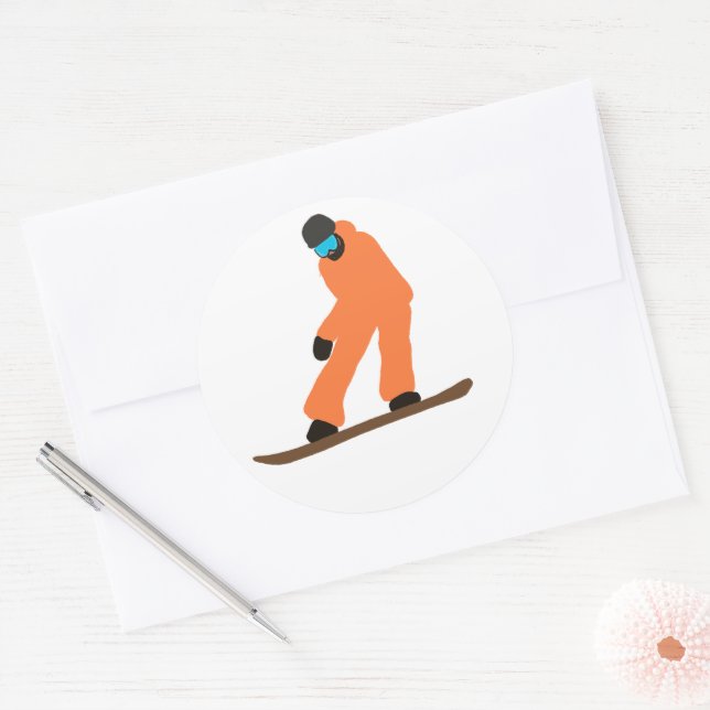 Adesivo Freeride Snowboarder Na Ilustração De Traje Laranj (Envelope)