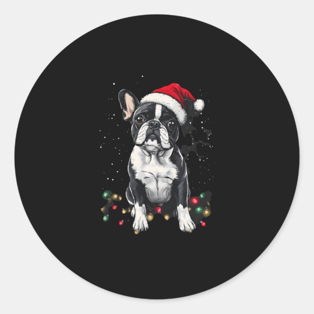 Adesivo French Bulldog Christmas Lights Xmas Dogs Gifts Me (Frente)