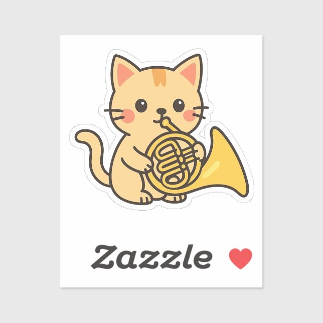 Adesivo French Horn Cat Cute Art (Folha)