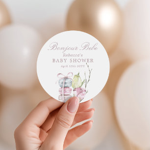 Adesivo French Macaron Bonjour Bebe Paris Chá de Bebê