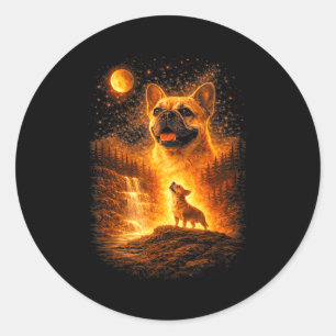 Adesivo Frenchie uivando para a lua cachorro místico vinta