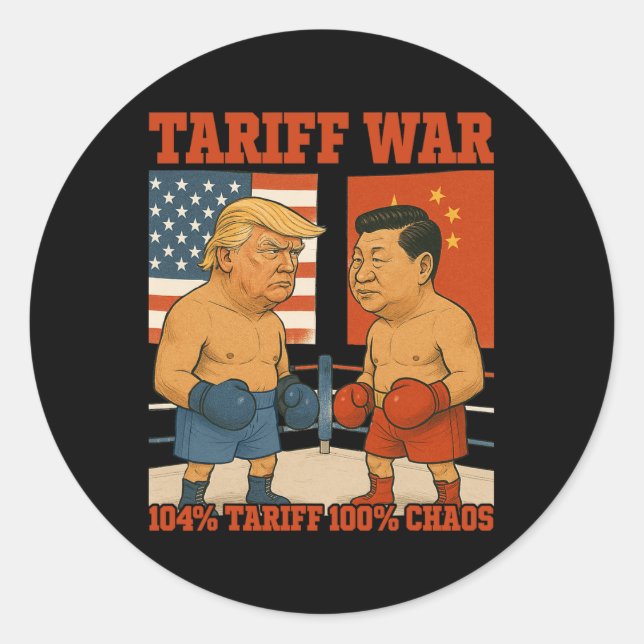 Adesivo Frente à Guerra Tarifária Trump Vs Xi Jinping Boxi (Frente)