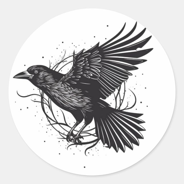 Adesivo Frequentes Raven Crow Black Mysic Norse Design (Frente)