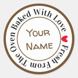 Adesivo Fresco do forno assado com amor em choco marrom