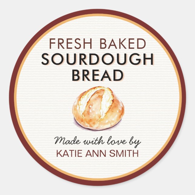 Adesivo Fresh Baked Sourdough Bread Label | Bakery Sticker (Frente)